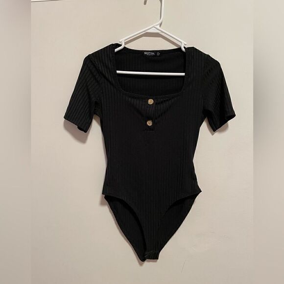 Nasty Gal Black V Neck Bodysuit - Picture 1 of 4